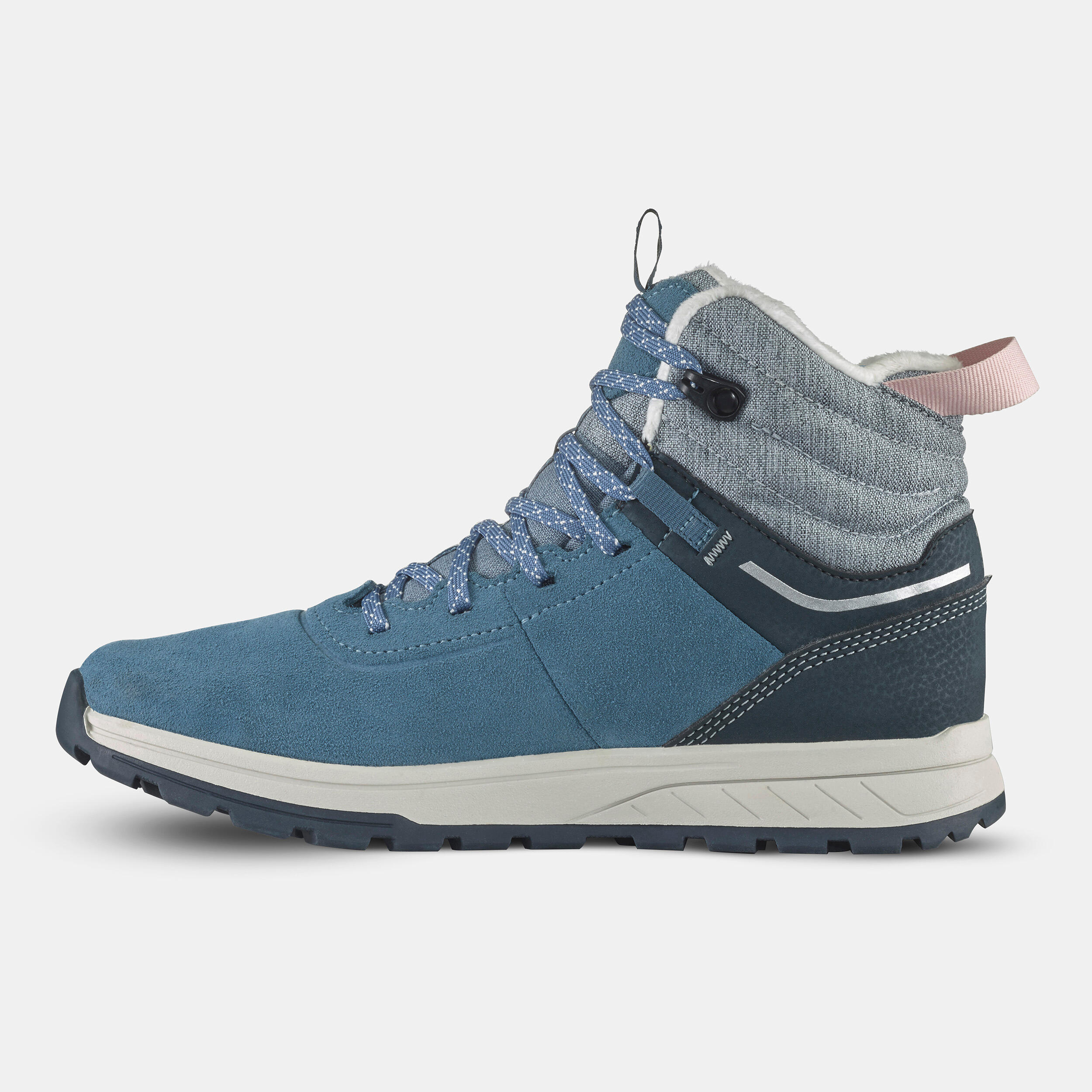 Chaussures chaudes et imperméables de randonnée SH500 cuir lacet - enfant 35-38 3/13