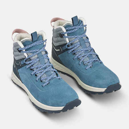 Kids' warm and waterproof SH500 lace-up leather hiking shoes - size 2.5 - 5.5