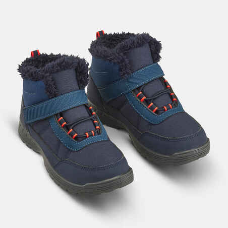 KIDS’ WARM WATERPROOF HIKING BOOTS - SH100 hook and loop strap - Size 24–34