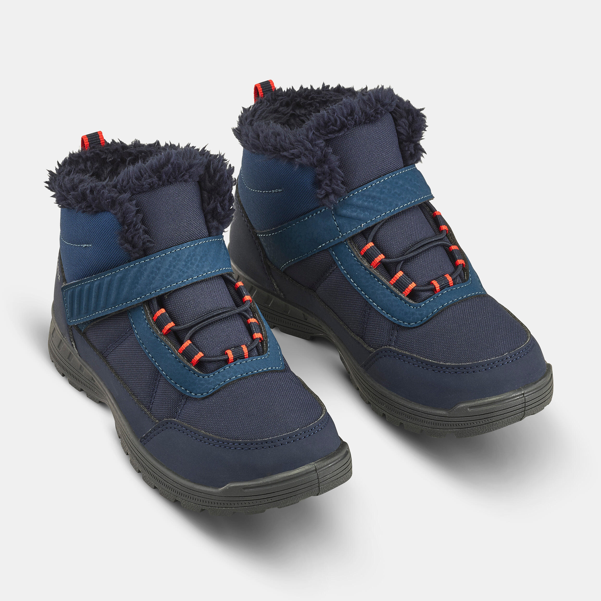 KIDS’ WARM WATERPROOF HIKING BOOTS - SH100 hook and loop strap - Size 24–34 2/16