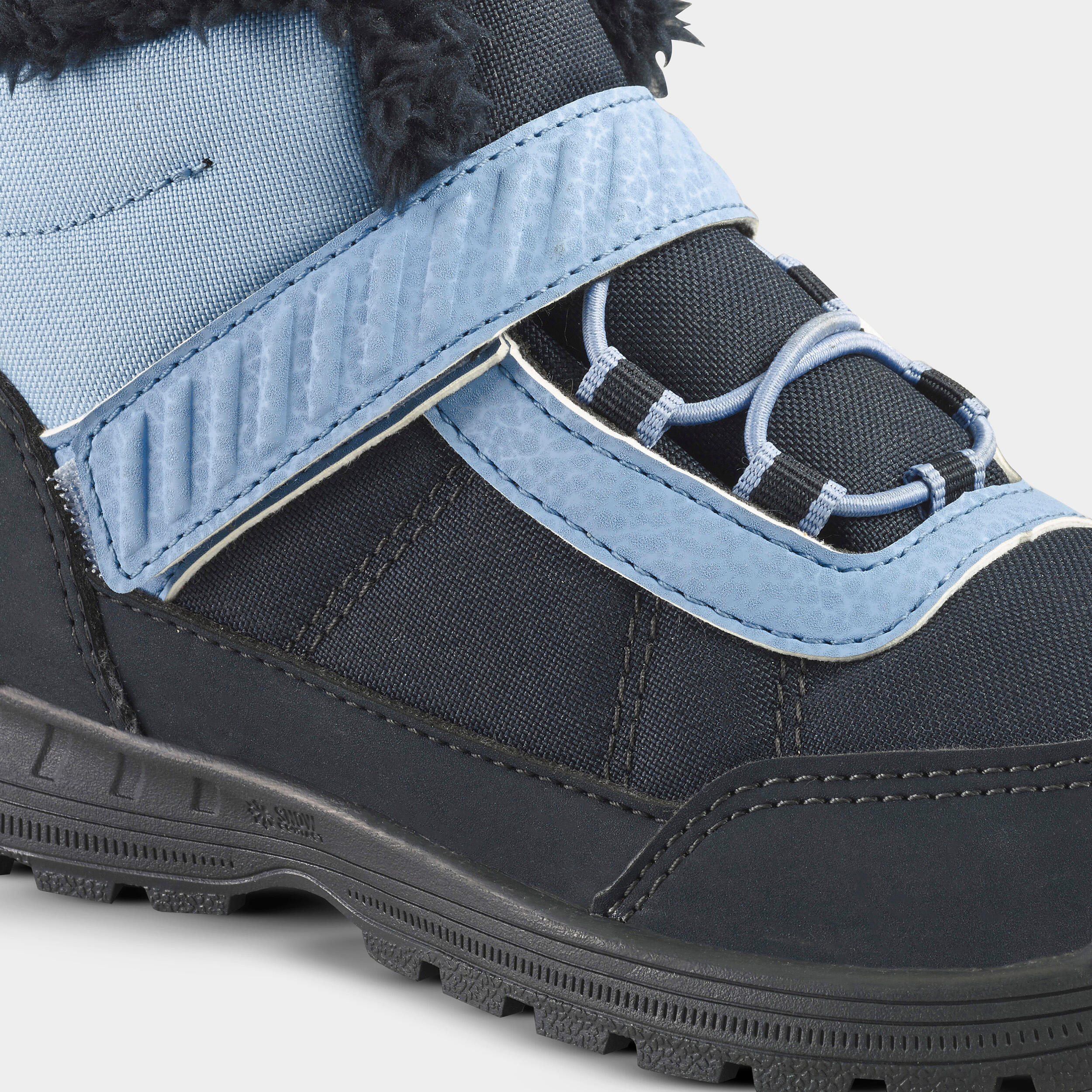 KIDS’ WARM WATERPROOF HIKING BOOTS - SH100 hook and loop strap - Size 24–34 5/10