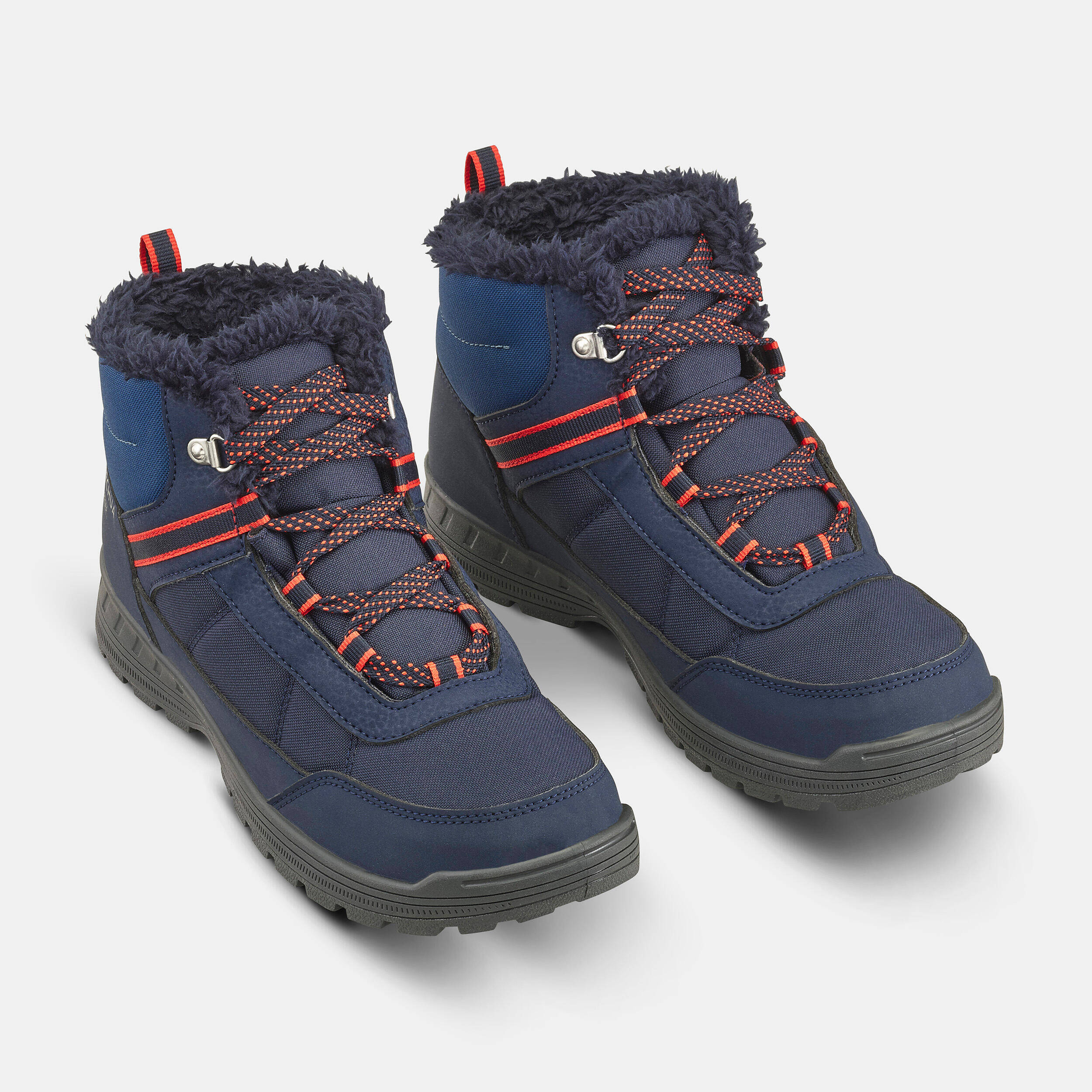 Kids' warm and waterproof SH100 lace-up leather hiking shoes - size 2.5 - 5.5  -  2