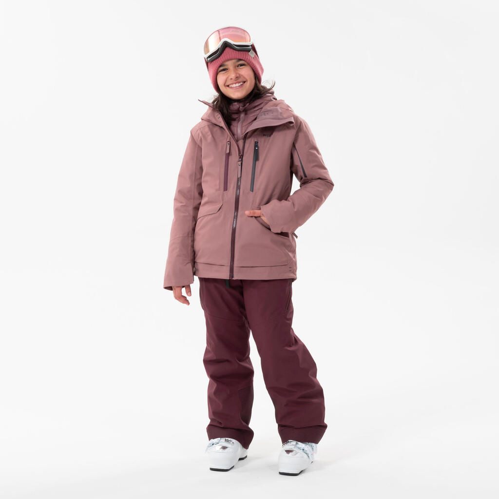 GIRLS 3-IN-1  WATERPROOF SKI JACKET FR 900 - PINK