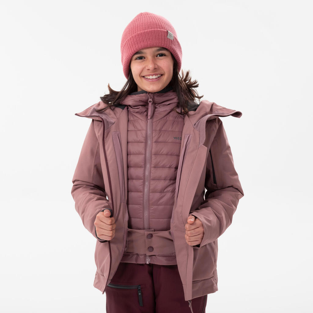 GIRLS 3-IN-1  WATERPROOF SKI JACKET FR 900 - PINK