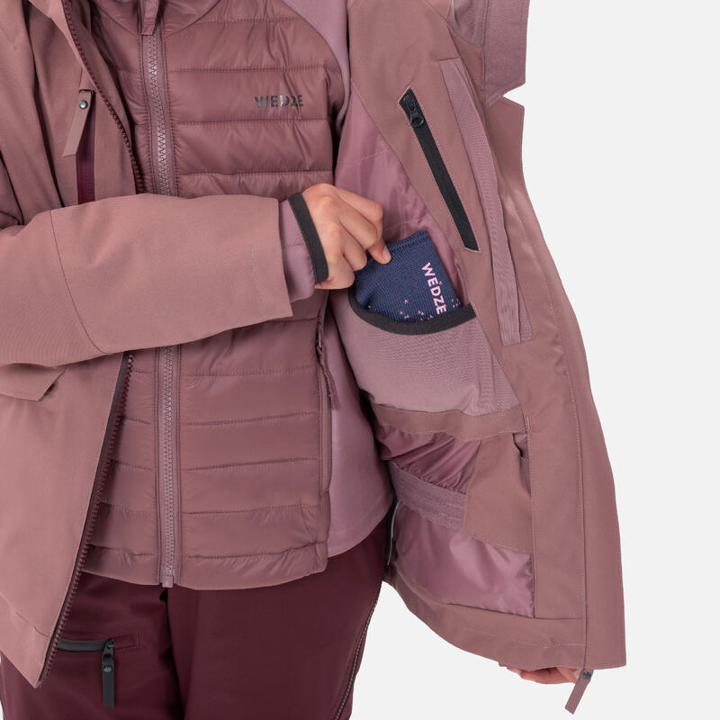 Waterdichte ski-jas voor meisjes FR900 3-in-1 roze