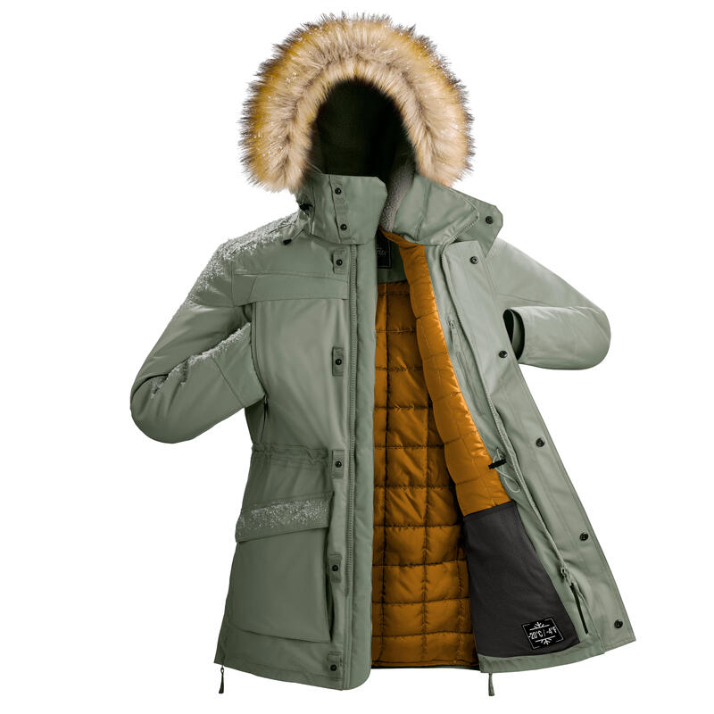 Parka trekking uomo SH900 impermeabile verde oliva | -20°C