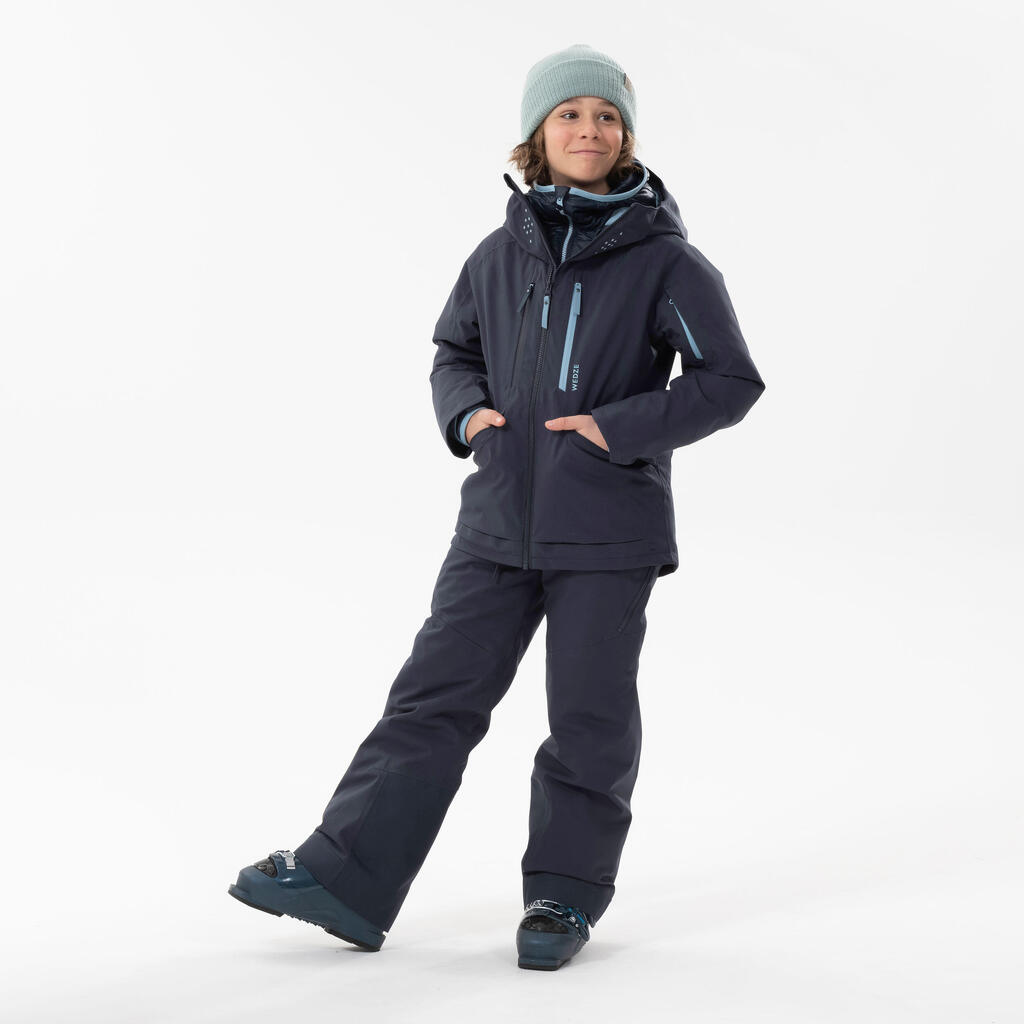 BOY’S 3-IN-1 VERY WATERPROOF SKI JACKET - FR 900 JR - NAVY BLUE