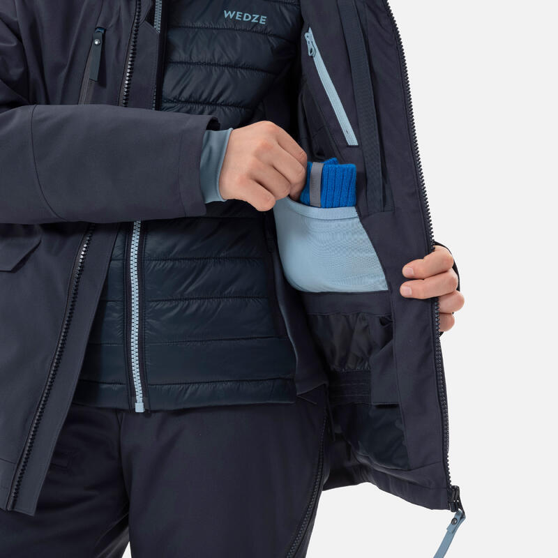 Geacă impermeabilă schi 3 în 1 FR900 Bleumarin Copii