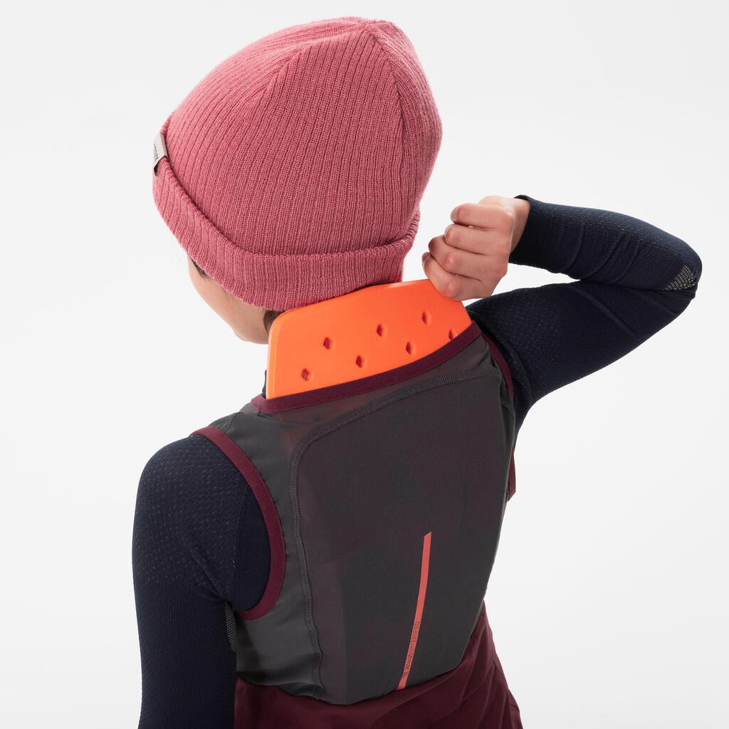 Detské lyžiarske nohavice FR900 s chrbtovým chráničom bordové