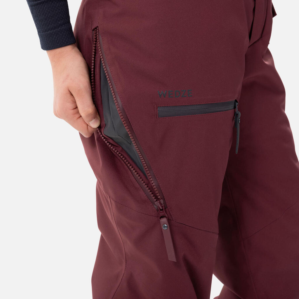 KIDS’ SKI TROUSERS WITH BACK PROTECTOR - FR900 - BURGUNDY