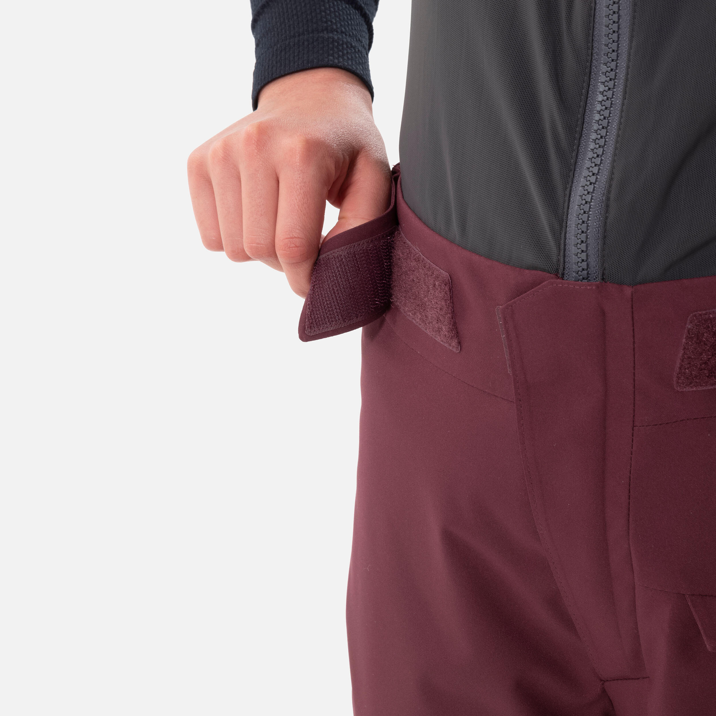 KIDS’ SKI TROUSERS WITH BACK PROTECTOR - FR900 - BURGUNDY 5/11