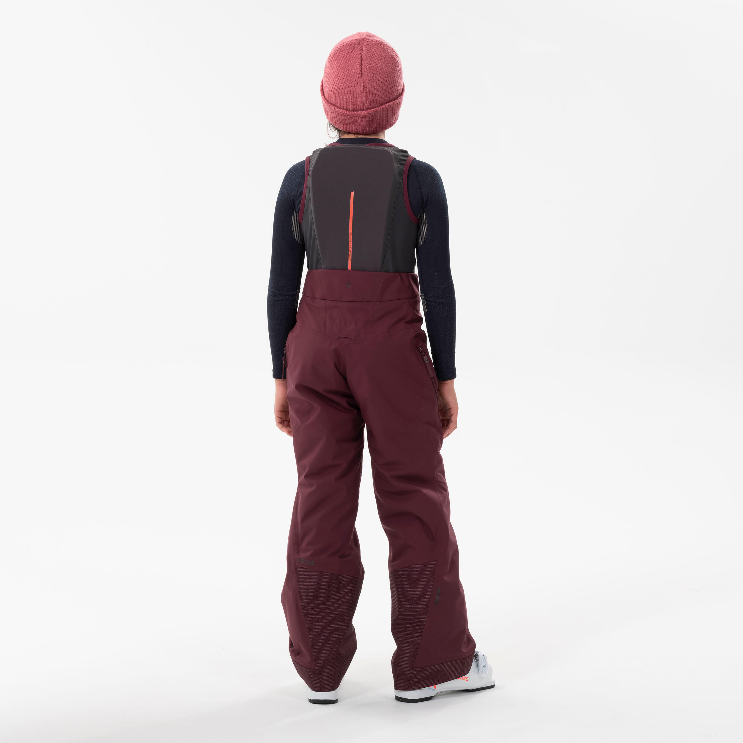 KIDS’ SKI TROUSERS WITH BACK PROTECTOR - FR900 - BURGUNDY 3/11