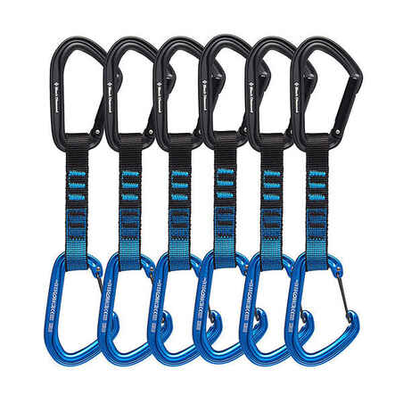 PACK OF 6 QUICKDRAWS FOR CLIMBING AND MOUNTAINEERING - HOTFORGE HYBRID BLUE 12 CM X6