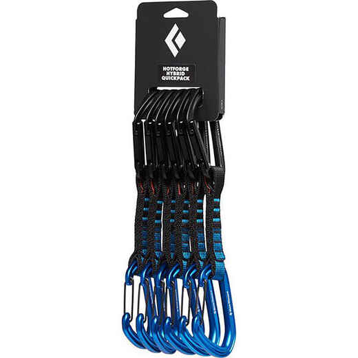 PACK OF 6 QUICKDRAWS FOR CLIMBING AND MOUNTAINEERING - HOTFORGE HYBRID BLUE 12 CM X6