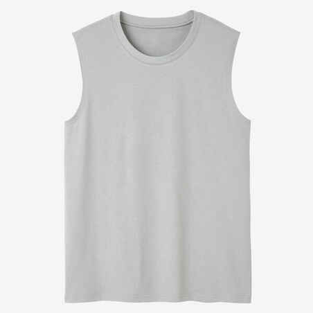 Ανδρική ελαστική αμάνικη μπλούζα για Fitness 500 - Γκρι