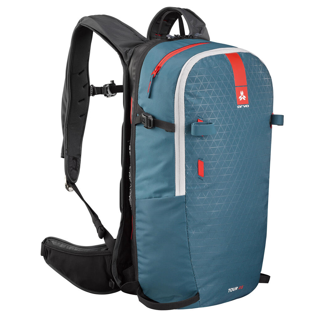 AIRBAG BACKPACK - AVALANCHE TRANSCEIVER TOUR 25 L ULTRA LIGHT - BLUE RED - CARTRIDGE INCLUDED