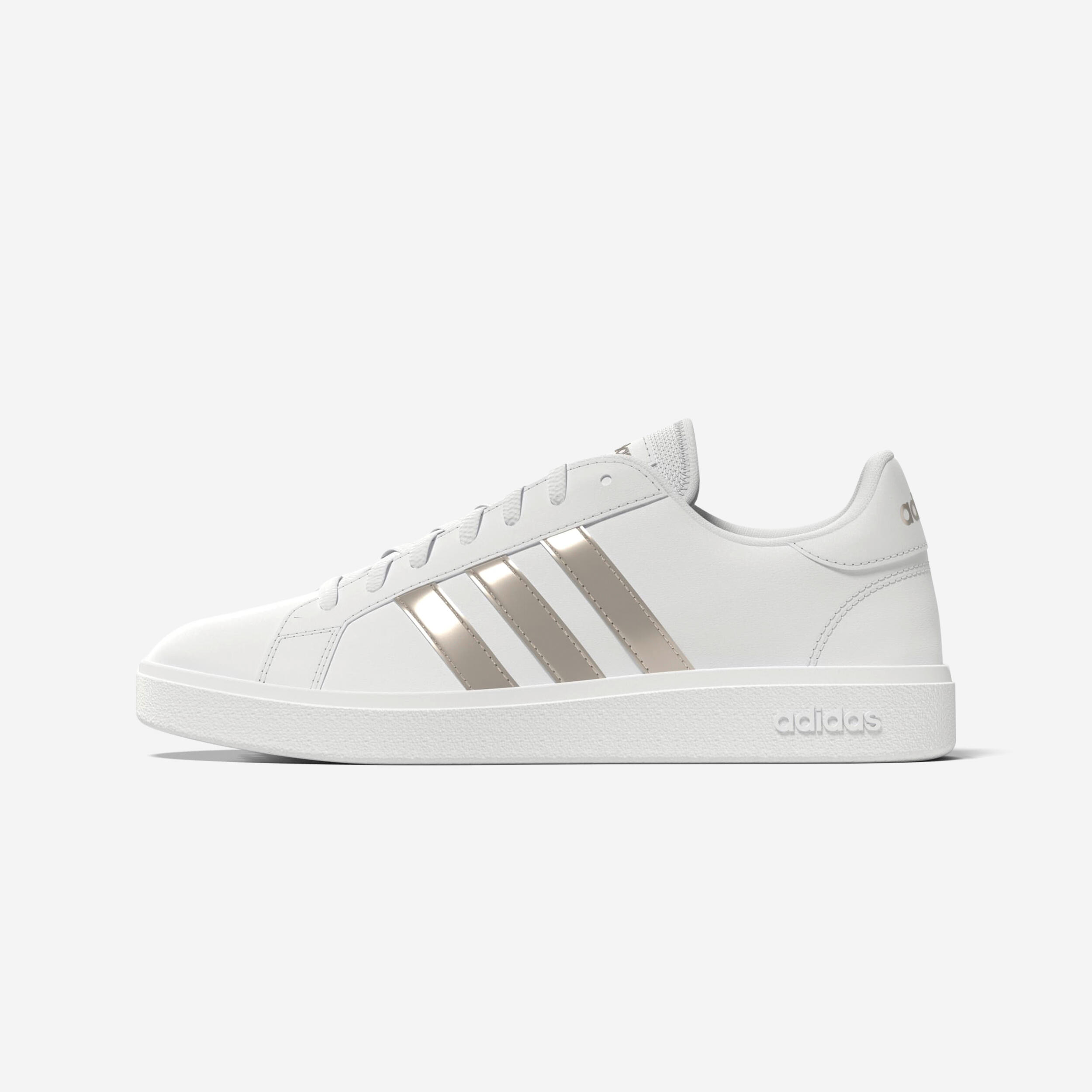 ADIDAS Baskets de marche femme, court base blanche argent -