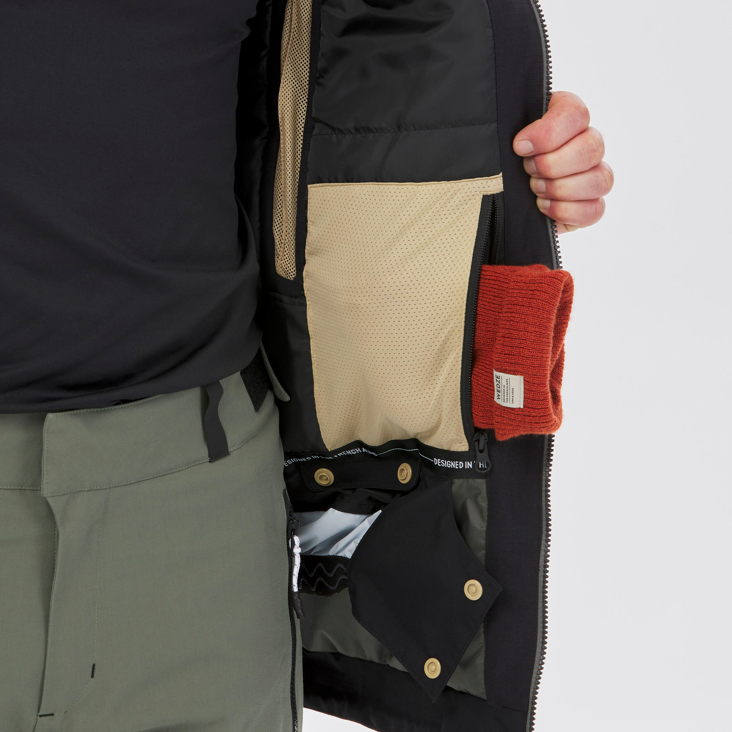 Men's snowboard jacket compatible with ZIPROTEC - SNB 500 - Black 14/18