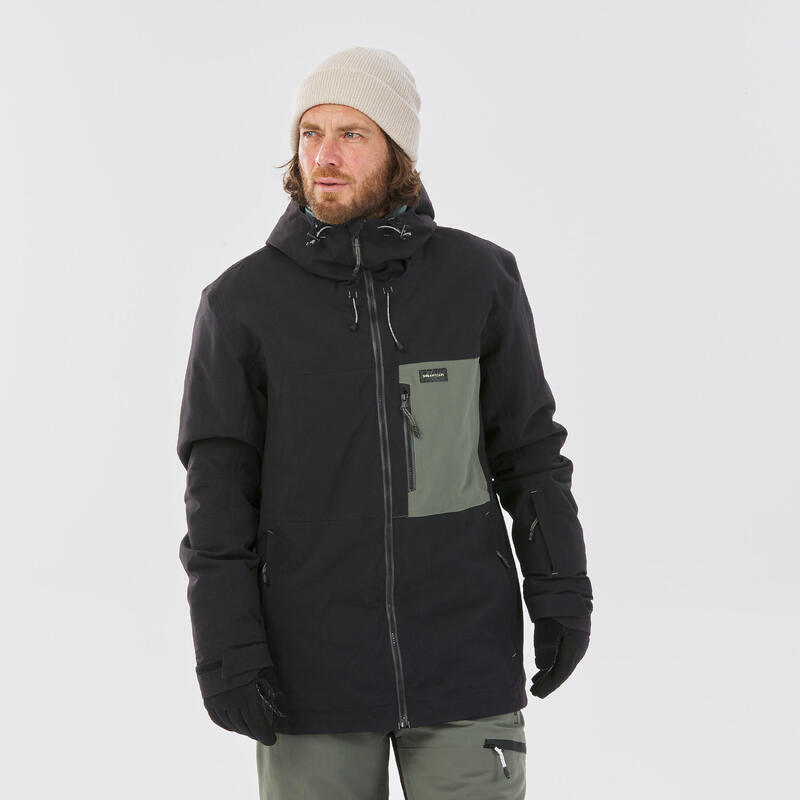 Snowboardjas voor heren ZIPROTEC-compatibel SNB 500 zwart/kaki