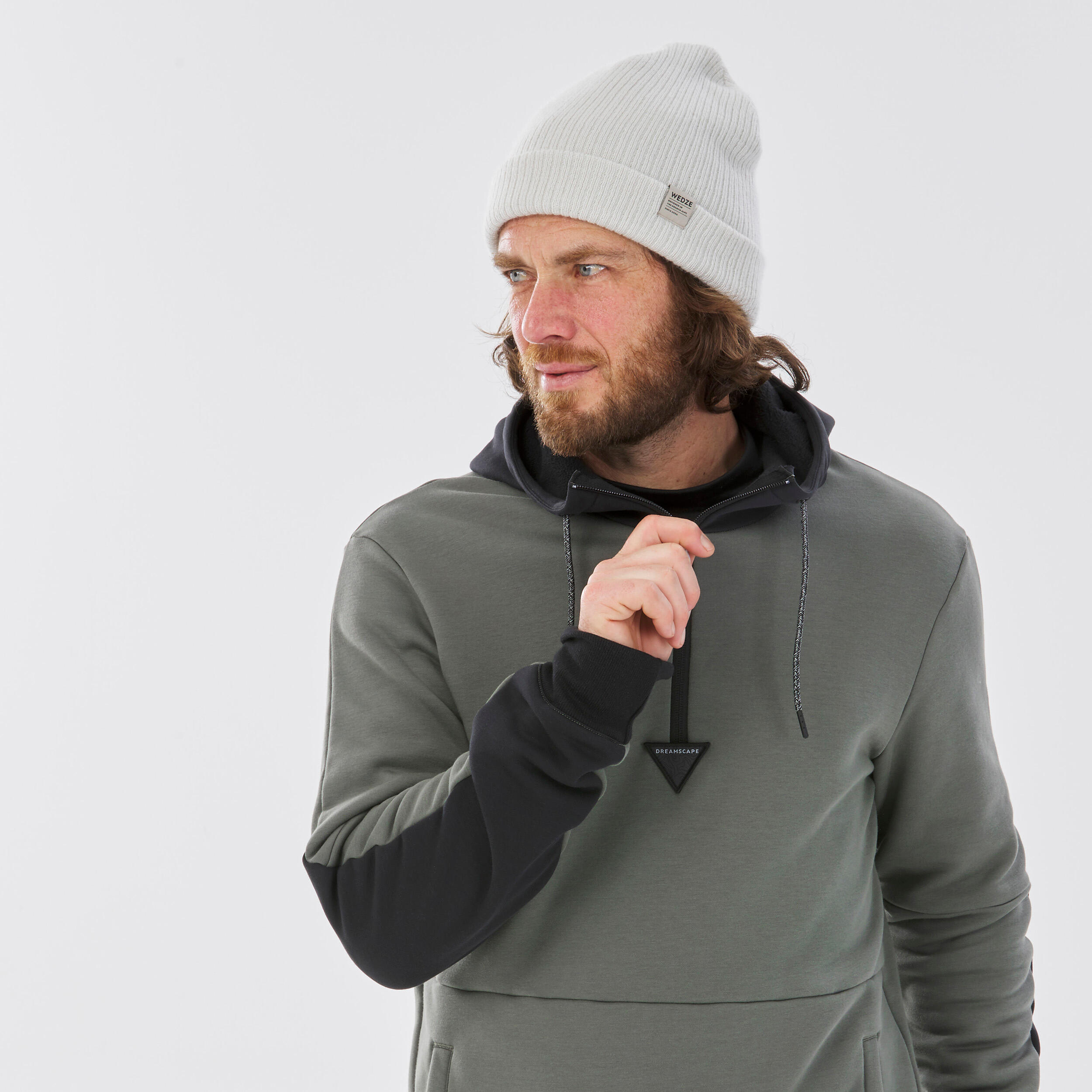 Men's Hooded Snowboard Sweatshirt - SNB HDY Khaki 8/9