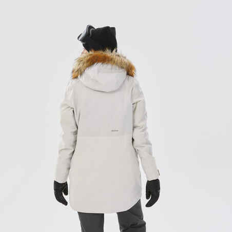 Women’s Snowboard Jacket ZIPROTEC Compatible SNB 500 - beige