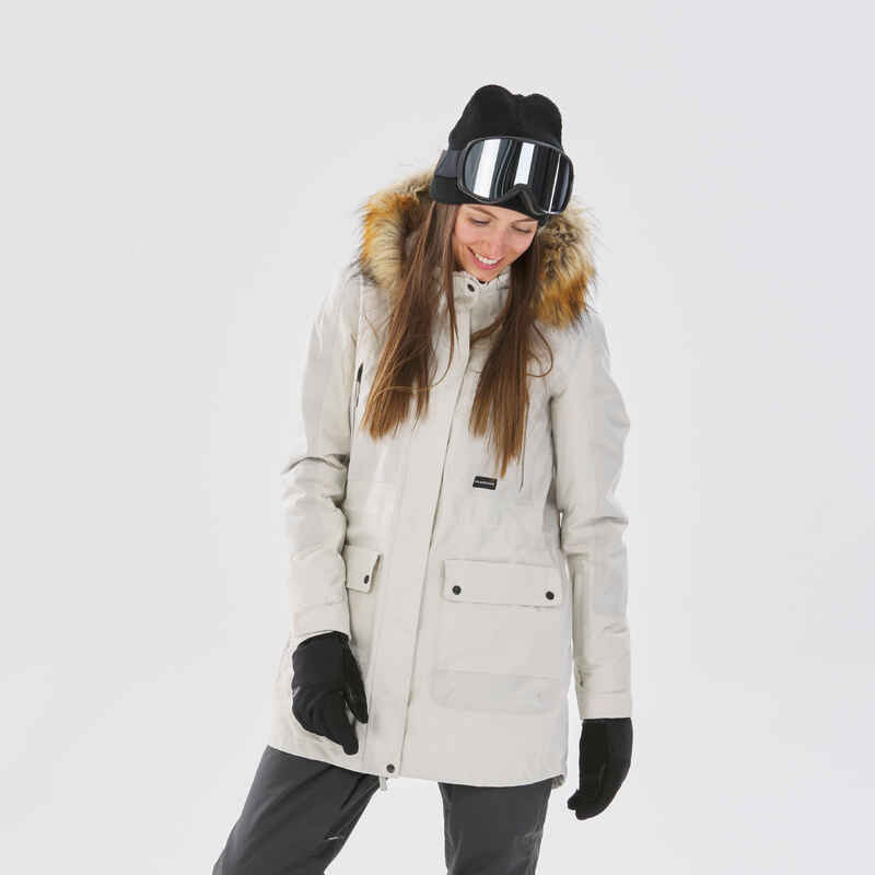 Snowboardjacke Damen ZIPROTEC kompatibel - SNB 500 beige