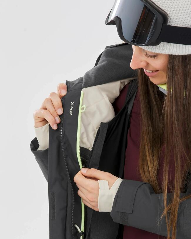 Snowboardparka voor dames compatibel met ZIPROTEC - SNB 500 - grijs