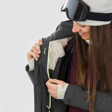 Women’s Snowboard Jacket ZIPROTEC compatible - SNB 500  - grey