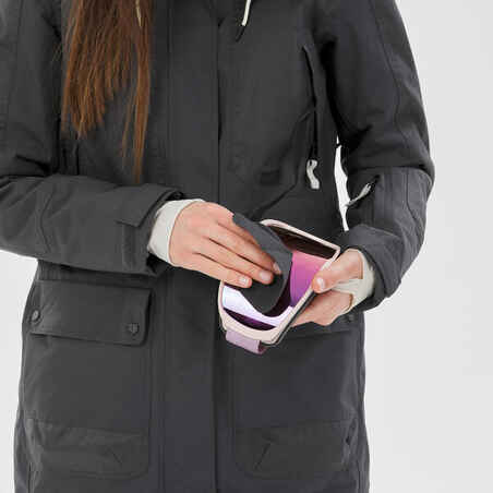 Women’s Snowboard Jacket ZIPROTEC compatible - SNB 500  - grey