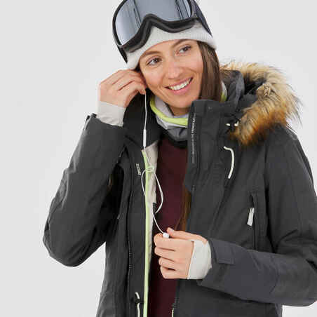 Women’s Snowboard Jacket ZIPROTEC compatible - SNB 500  - grey