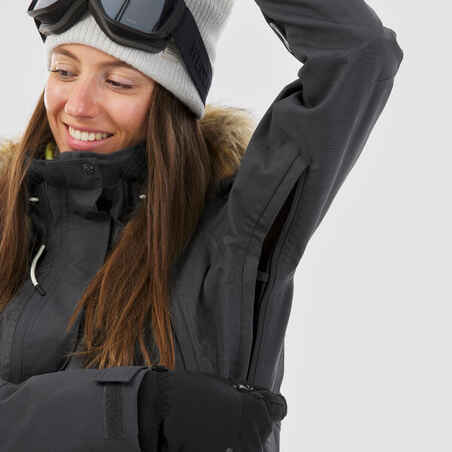Γυναικείο μπουφάν για snowboard συμβατό με ZIPROTEC - SNB 500  - Γκρι