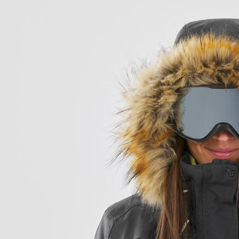 Snowboardparka voor dames SNB 500 compatibel met ZIPROTEC grijs
