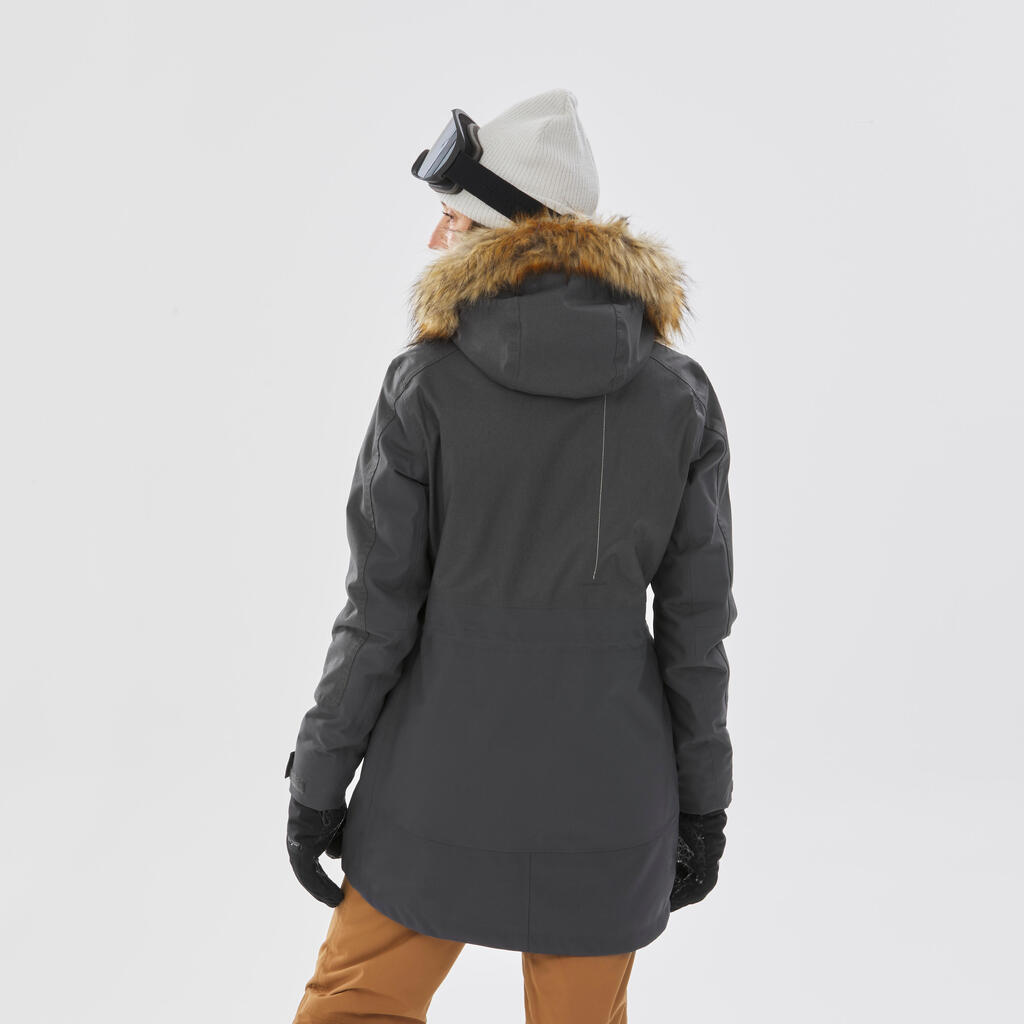 PARKA DE SKI Y SNOWBOARD CÁLIDA Y RESISTENTE MUJER SNB 500 GRIS OSCURO 