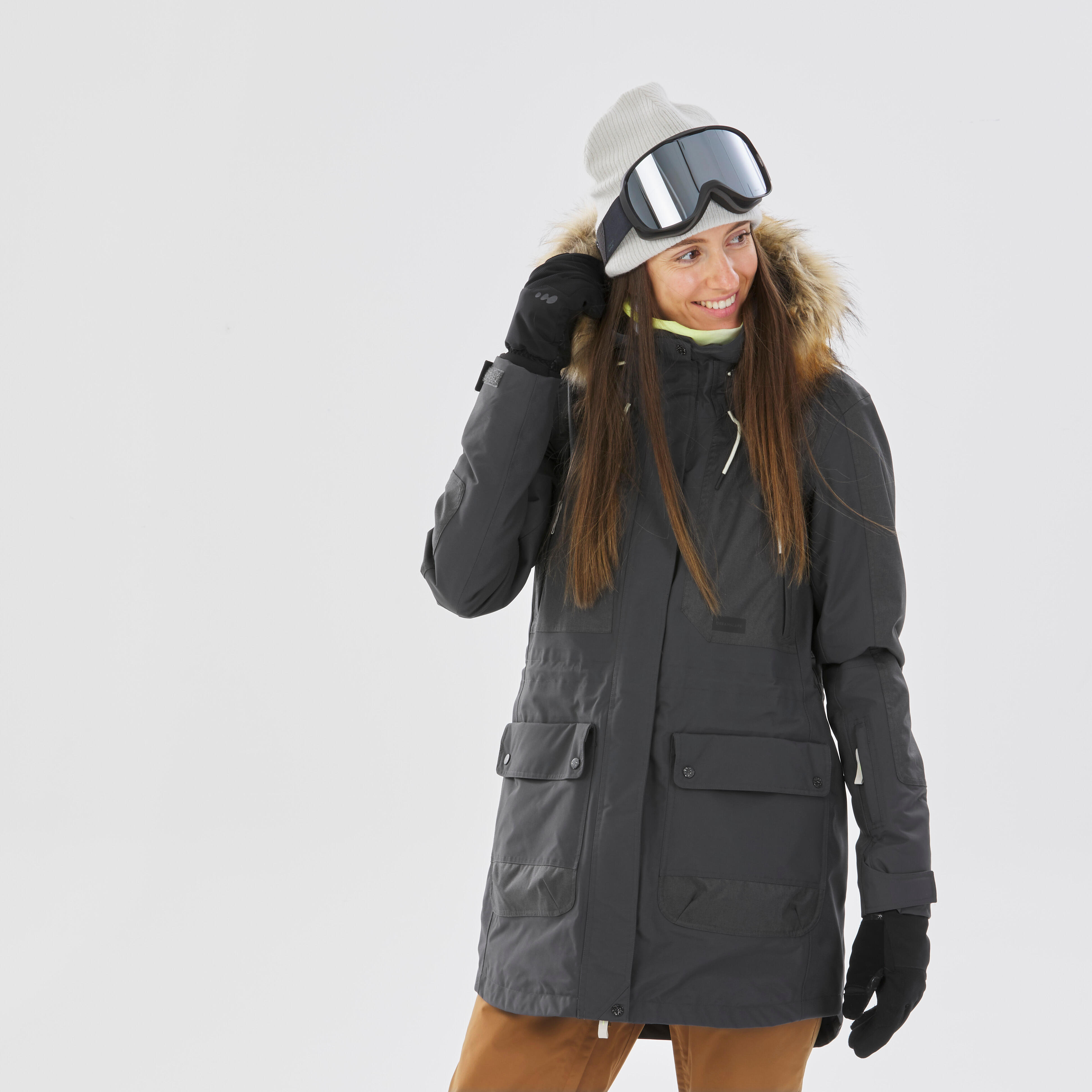  Geacă snowboard compatibilă ZIPROTEC SNB 500 Gri Damă 