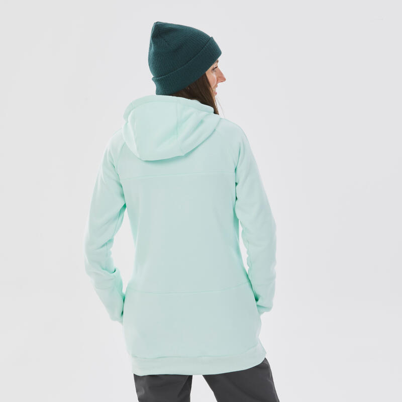 Sweat à capuche ski et snowboard femme - 100 turquoise