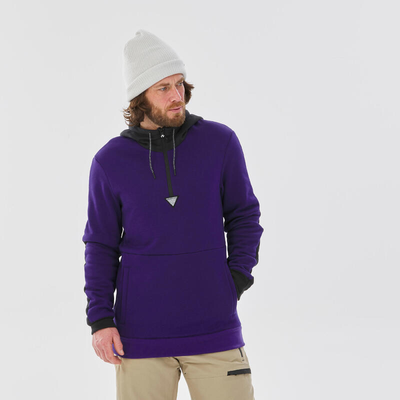 Férfi pulóver snowboardozáshoz, kapucnis, lila