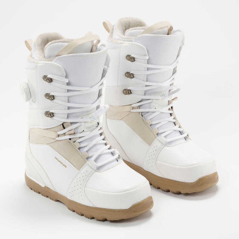 Botas de snowboard mulher hybrid, flex médio - Endzone branco