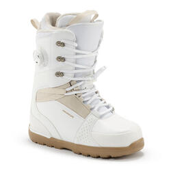 Boots de snowboard homme et femme, SNB 500 hybride blanc