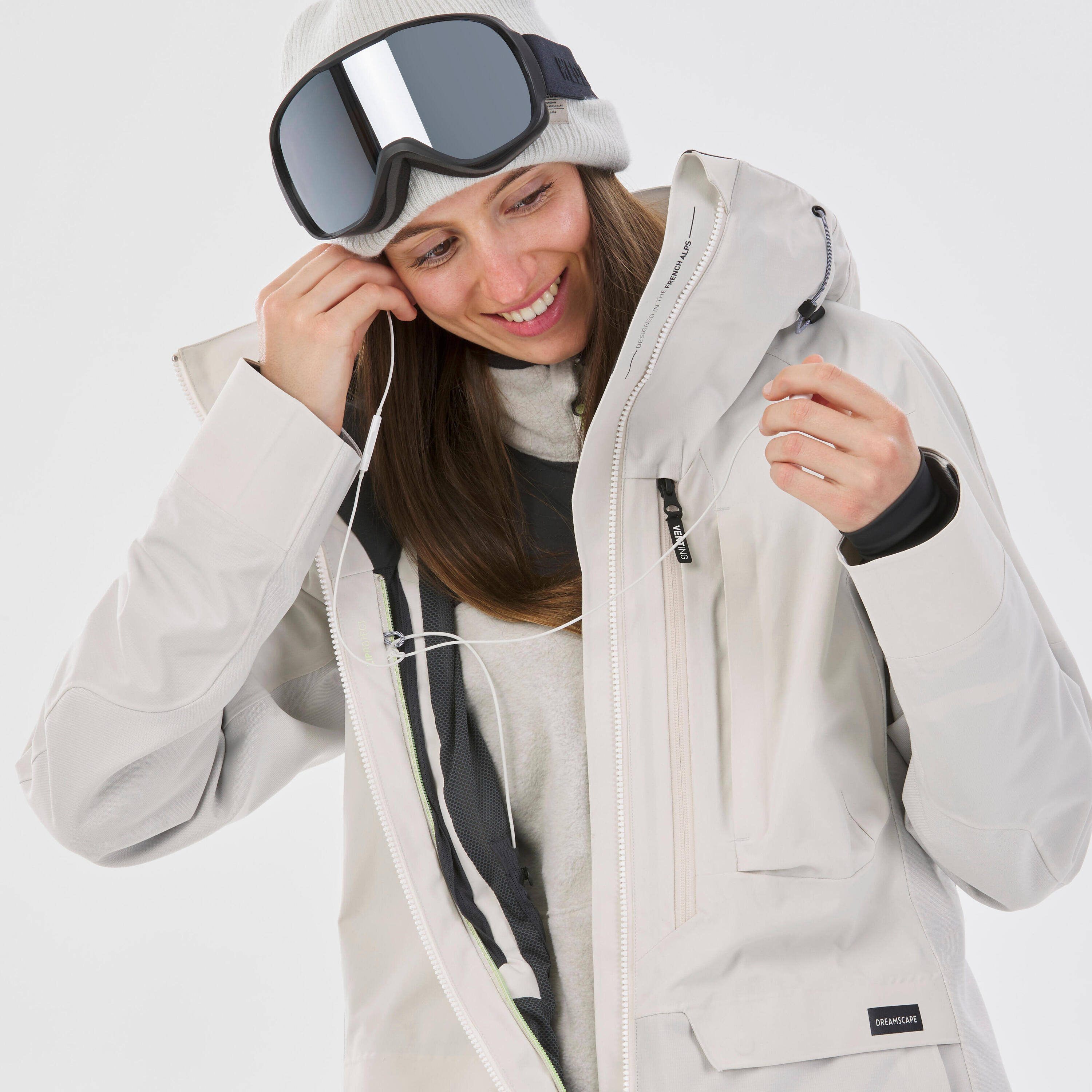 Women's 3-in-1 Durable Snowboard Jacket - SNB 900 - Beige 16/22