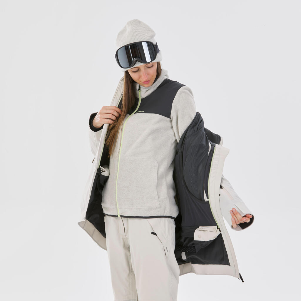 Women's 3-in-1 Durable Snowboard Jacket - SNB 900 - Beige