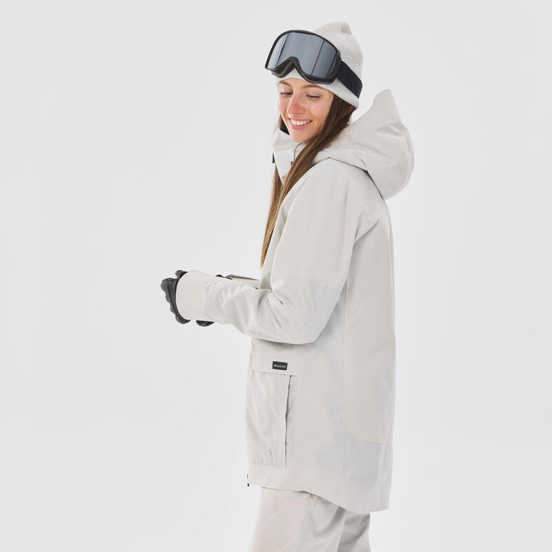 Stevige 3-in-1 snowboardjas voor dames SNB 900 Beige