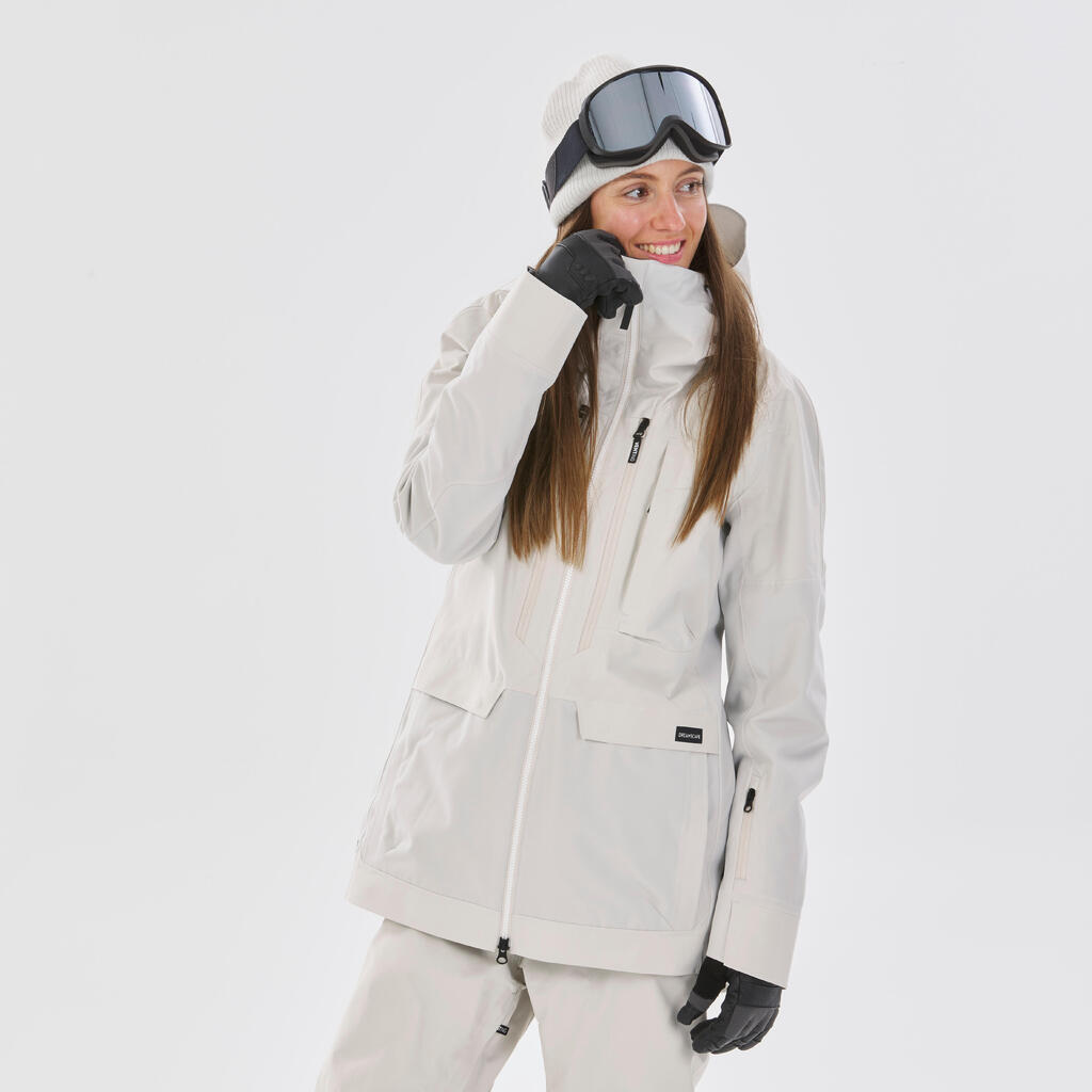 Women's 3-in-1 Durable Snowboard Jacket - SNB 900 - Beige