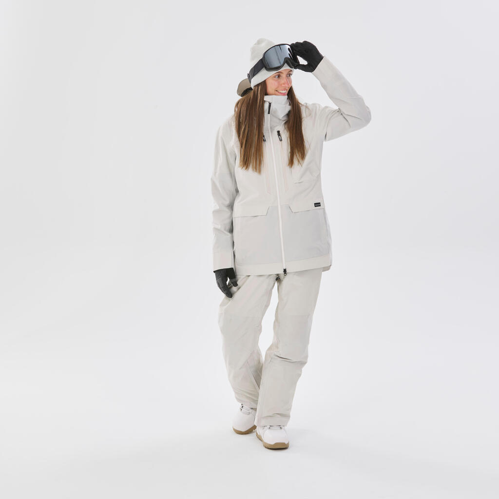 Women's 3-in-1 Durable Snowboard Jacket - SNB 900 - Beige