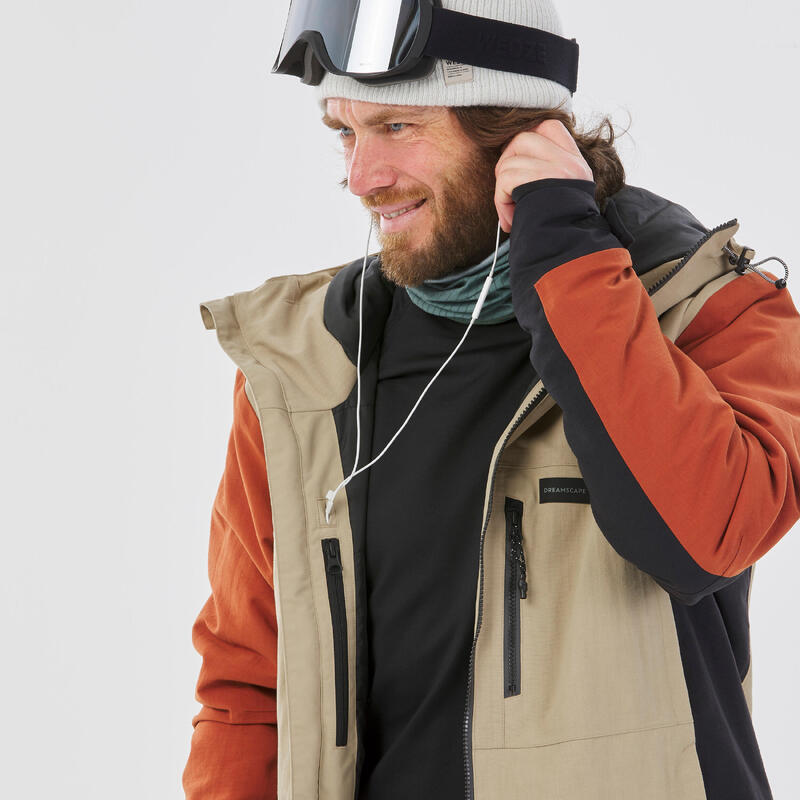 男款單板滑雪外套 SNB 500－三色米色