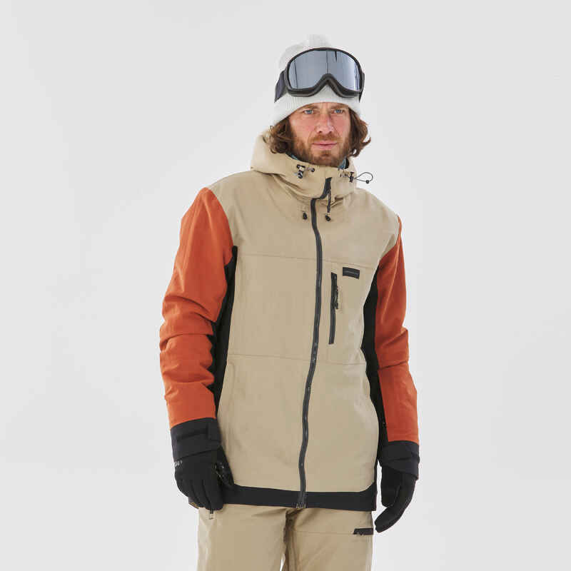 Snowboardjacke Skijacke Herren - SNB 500 kompatibel mit ZIPROTEC dreifarbig/beige 