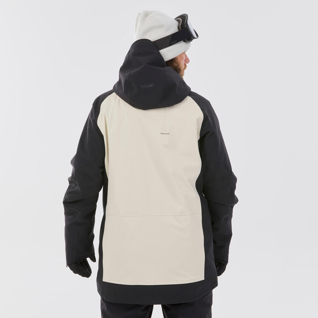 Men's Durable, Waterproof Snowboard Jacket SNB 900 UP - Beige and Black