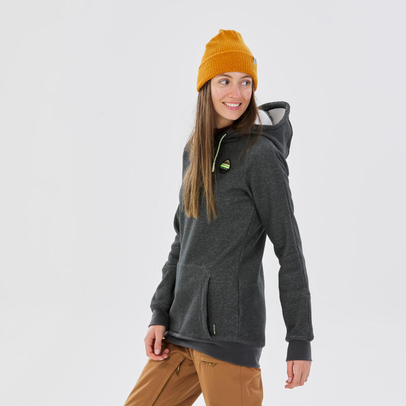 Camisola com capuz de snowboard Mulher - SNB HDY cinzento