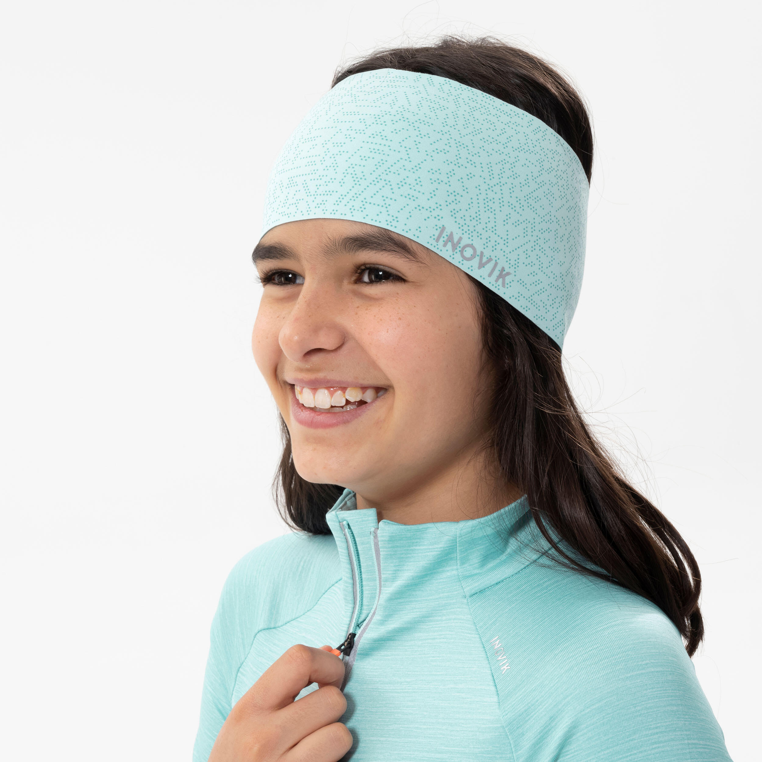 CHILDREN'S CROSS-COUNTRY SKI HEADBAND - 500 - BLUE GREEN