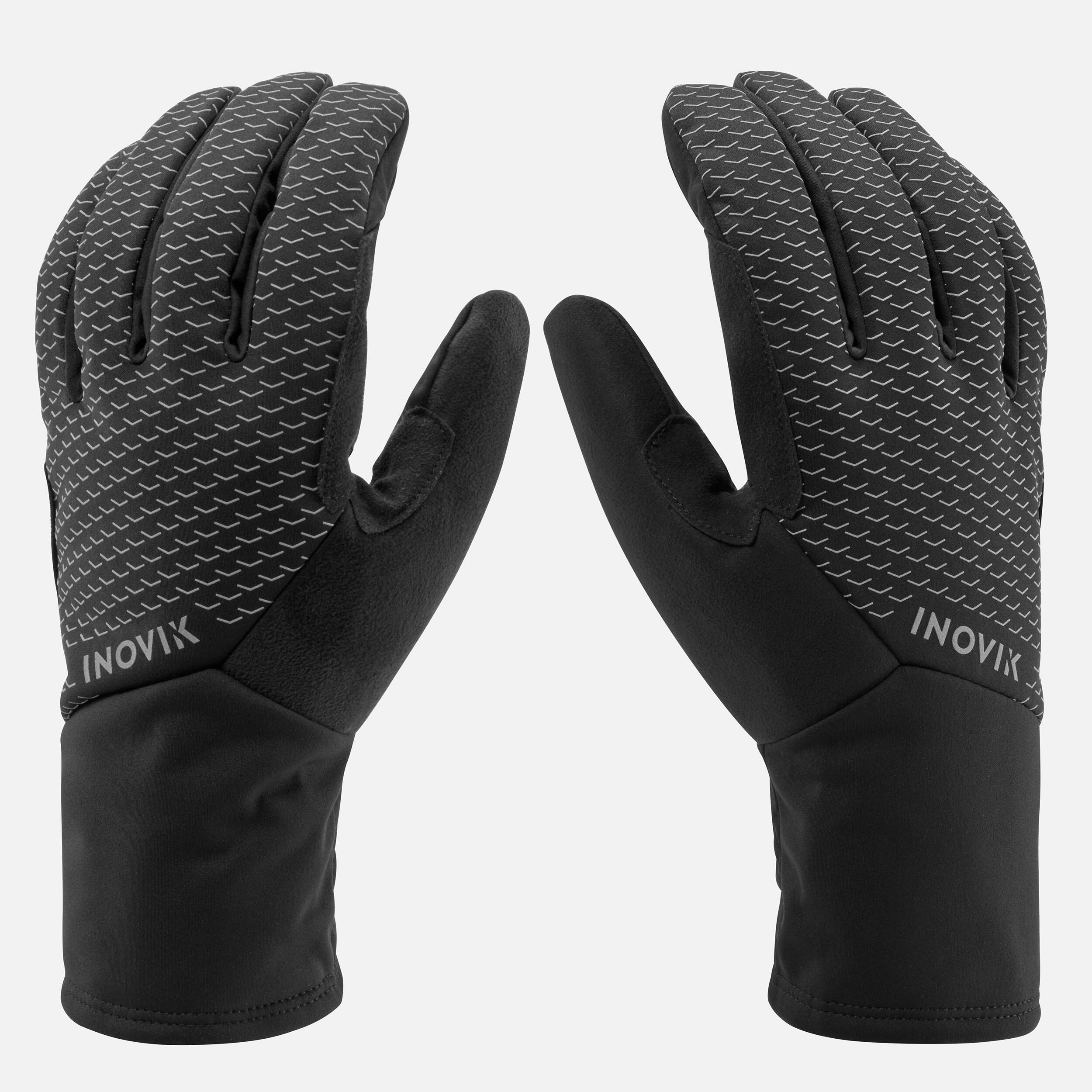 black and white ski gloves