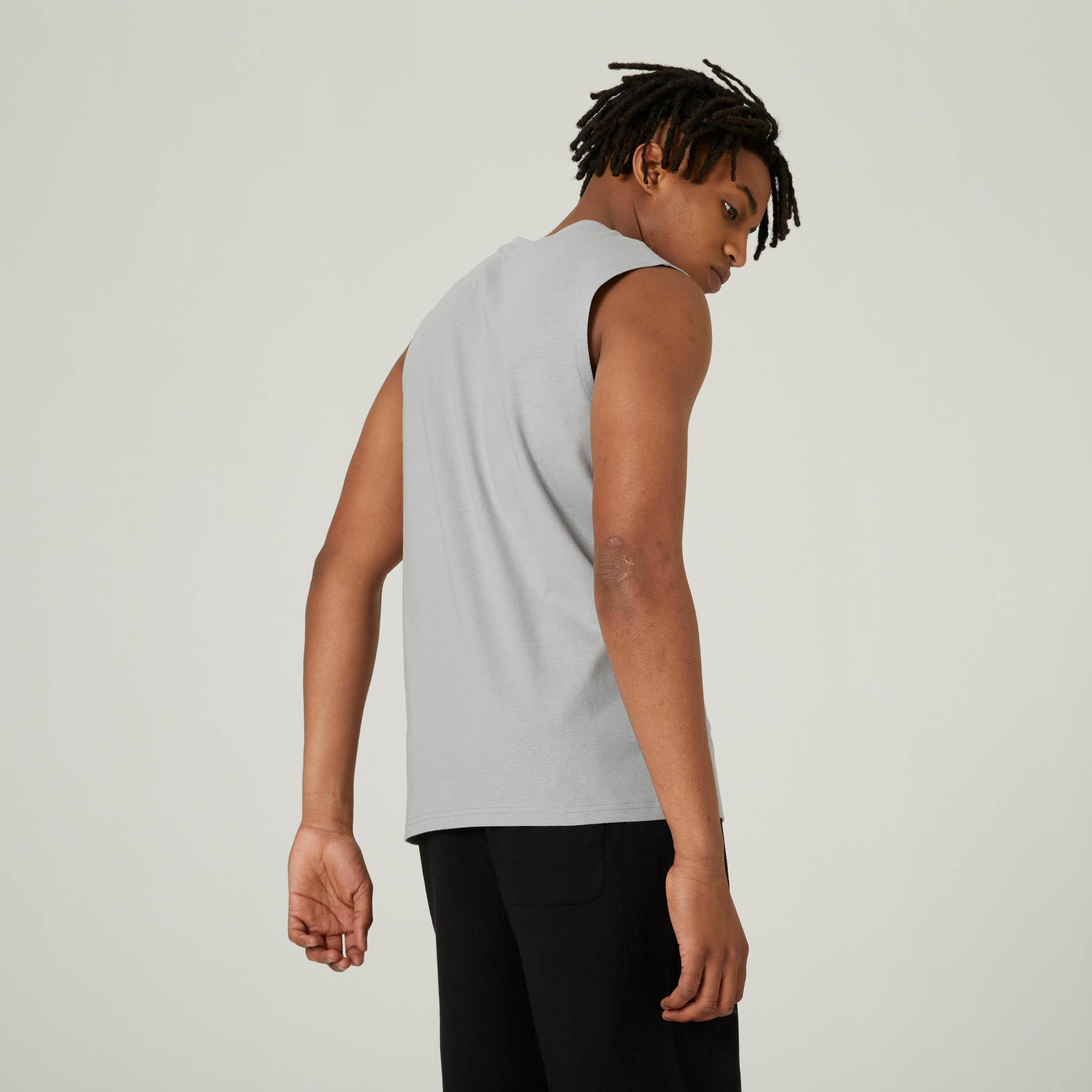 Men's Stretchy Fitness Tank Top 500 - Grey 2/4